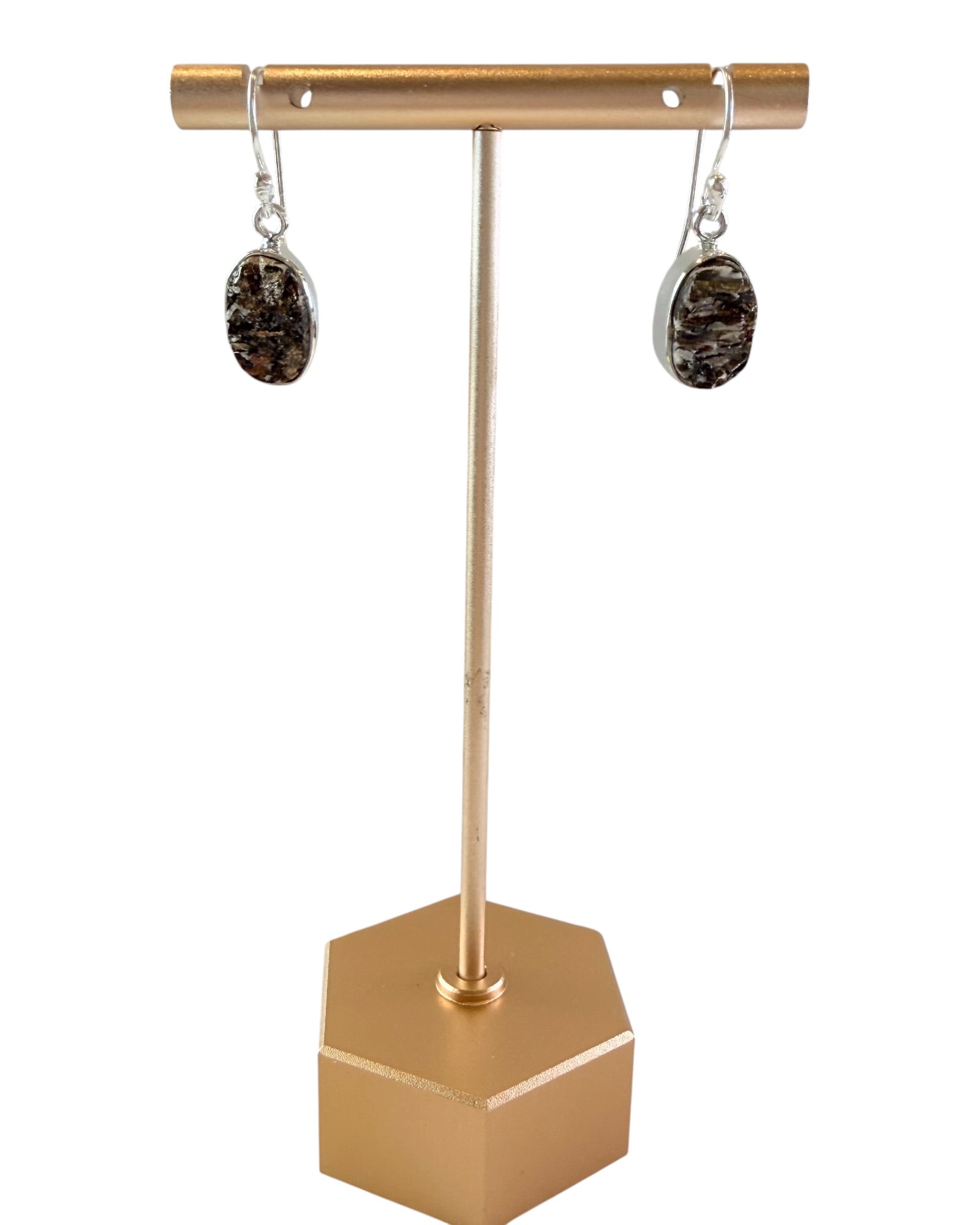 Rough Astrophyllite Sterling Silver Dangle Earrings