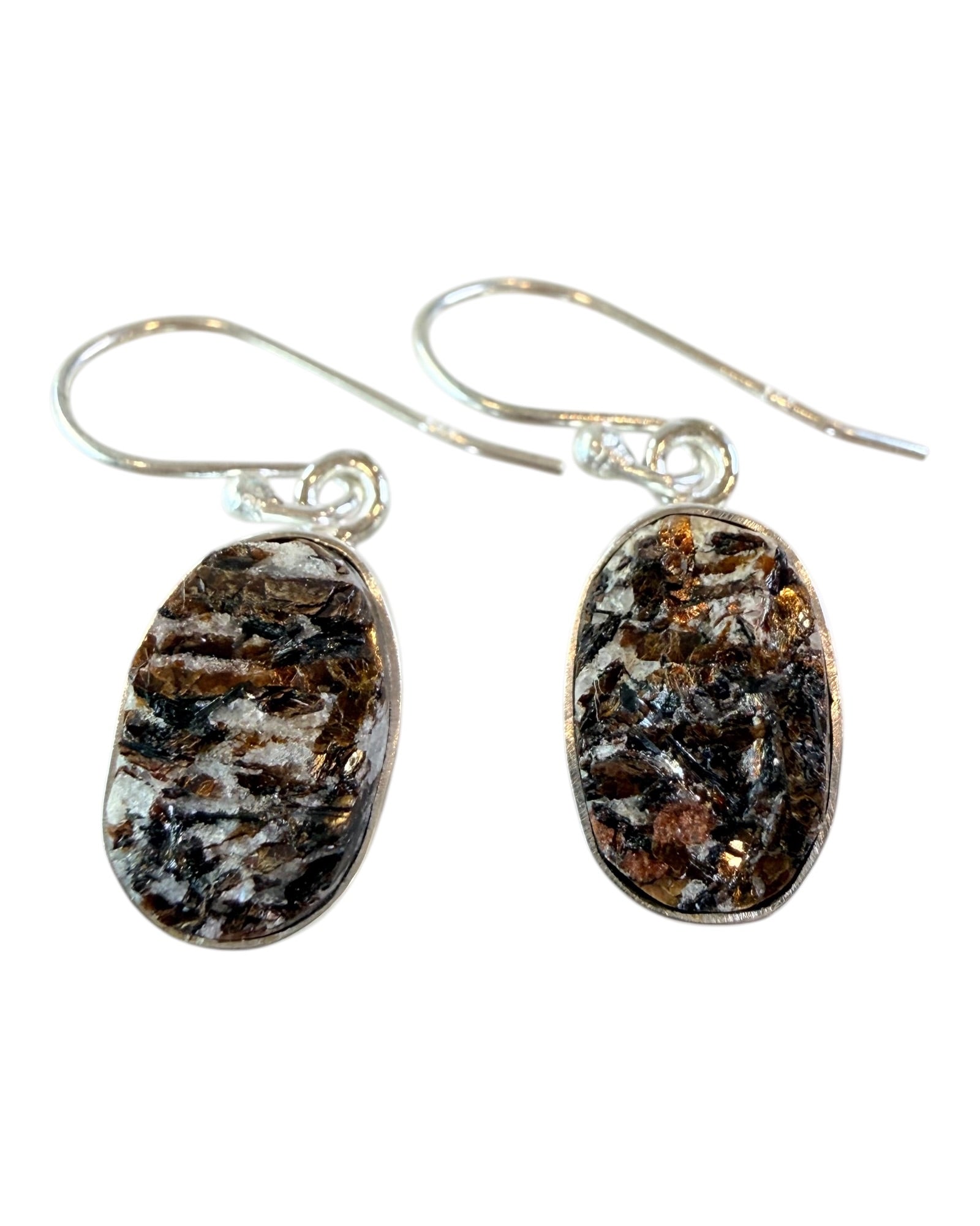 Rough Astrophyllite Sterling Silver Dangle Earrings