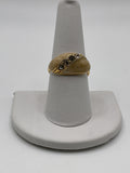 Vintage Style Cream Enamel & Smoky Crystal Ring - Estate Sale (Great Condition)
