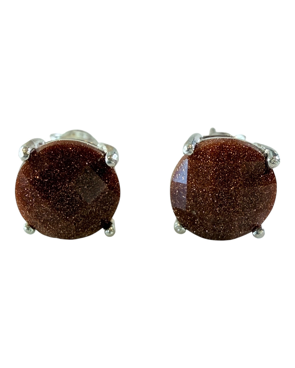 Sterling Silver Sunstone Stud Earrings