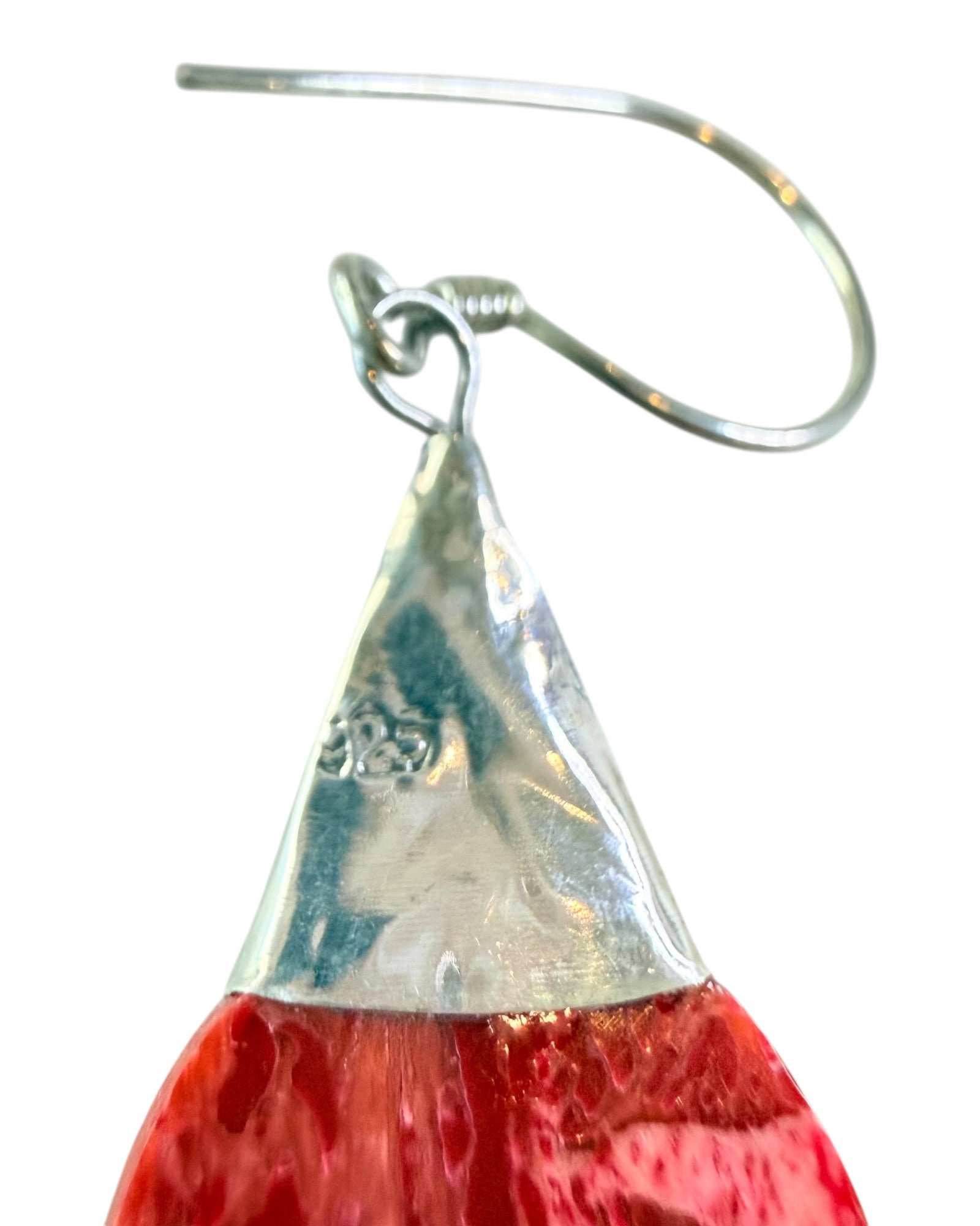Sterling Silver Bali Sponge Coral Dangle Earrings