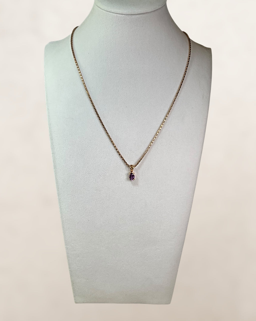 Ross Simmons Amethyst Pedant on a Gold Over Sterling Silver 18”  Popcorn Chain - Estate Sale (Great Condition)