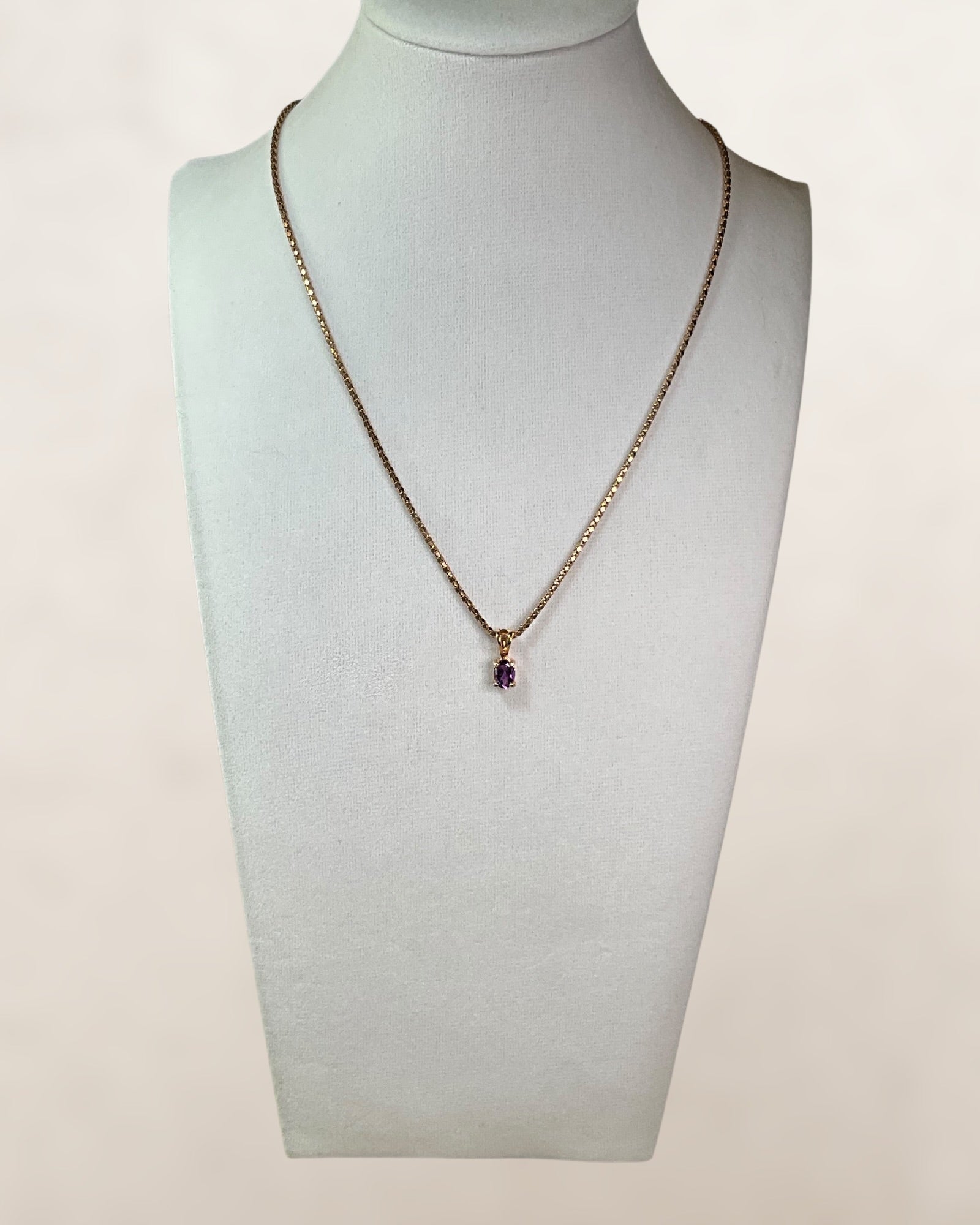 Ross Simmons Amethyst Pedant on a Gold Over Sterling Silver 18”  Popcorn Chain - Estate Sale (Great Condition)