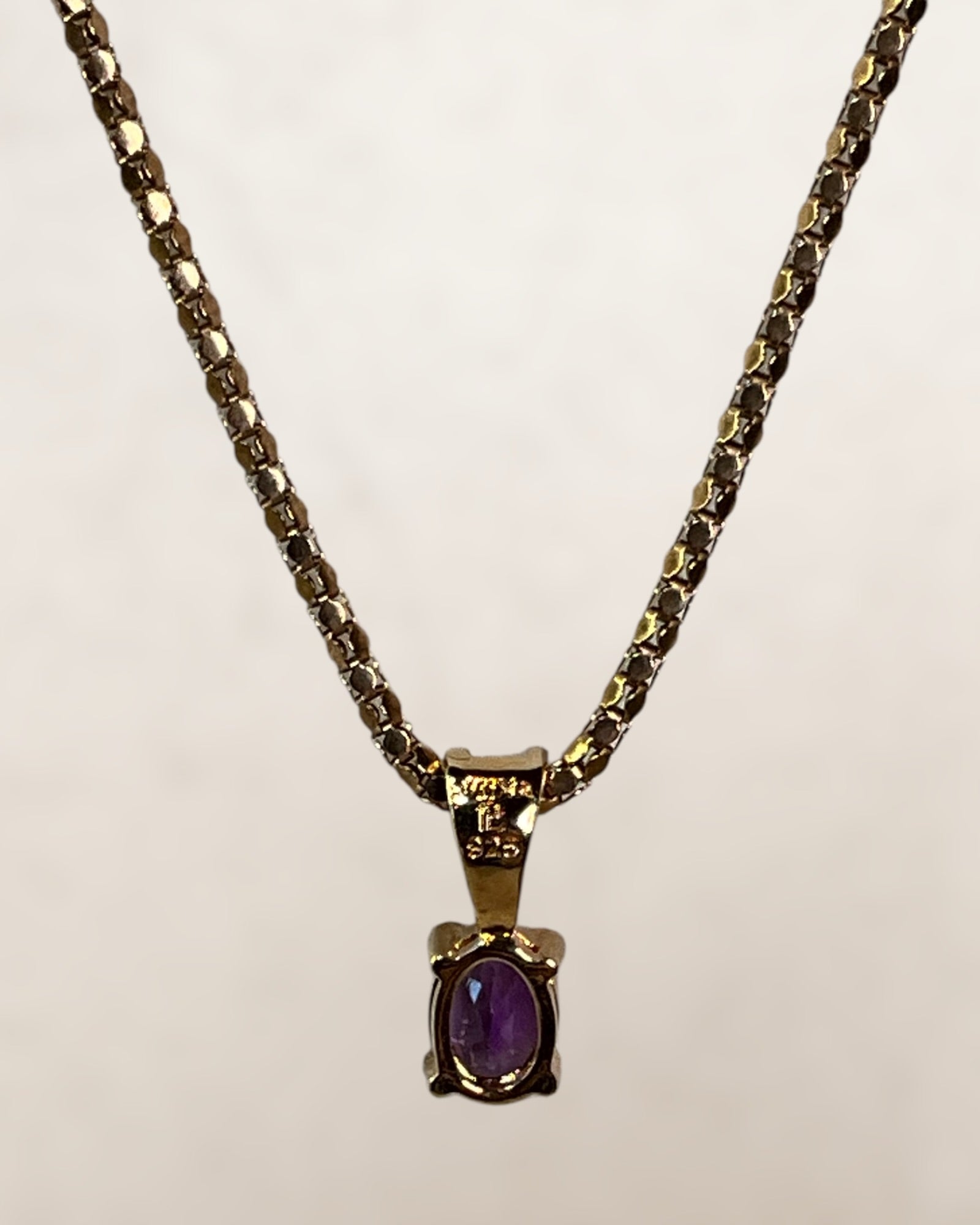 Ross Simmons Amethyst Pedant on a Gold Over Sterling Silver 18”  Popcorn Chain - Estate Sale (Great Condition)