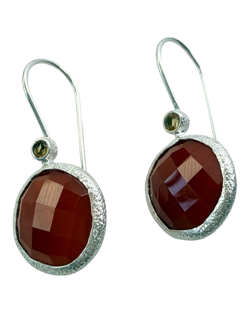 Sterling Silver Carnelian and Citrine Dangle Earrings