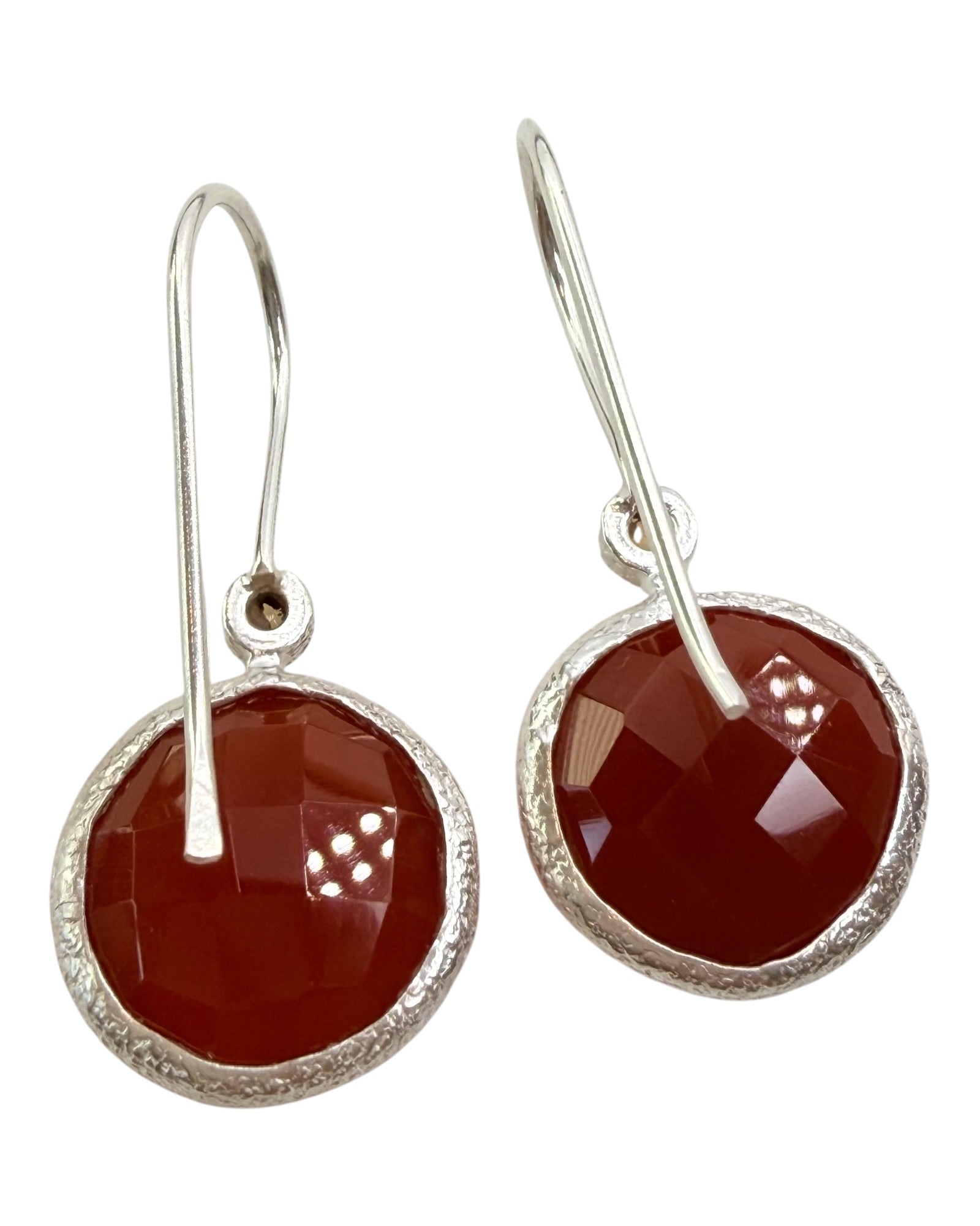 Sterling Silver Carnelian and Citrine Dangle Earrings