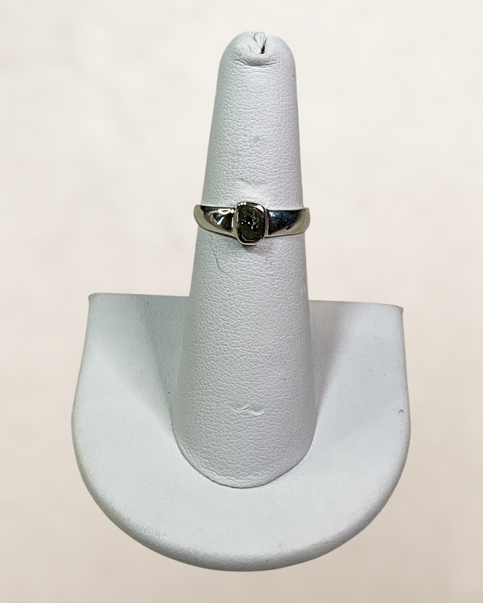 Sterling Silver Moldavite from the Czech Republic Gemstone Ring