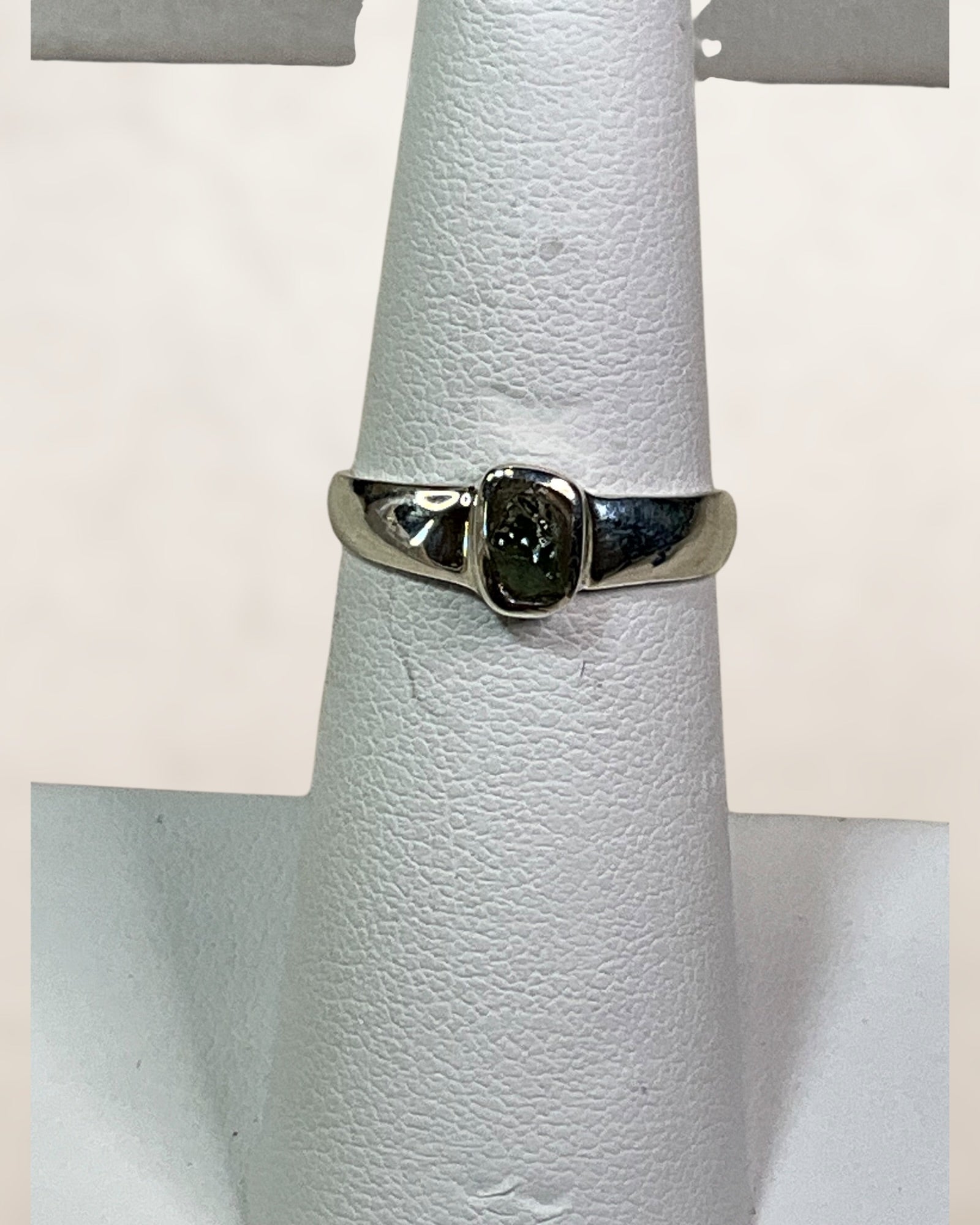 Sterling Silver Moldavite from the Czech Republic Gemstone Ring