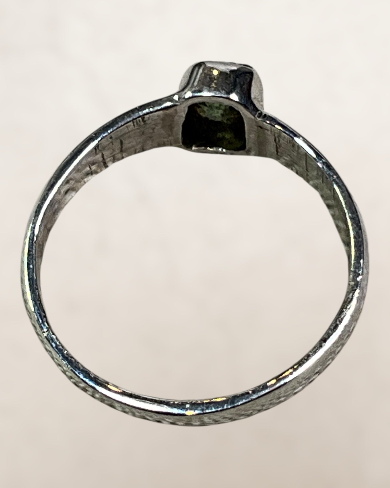 Sterling Silver Moldavite from the Czech Republic Gemstone Ring