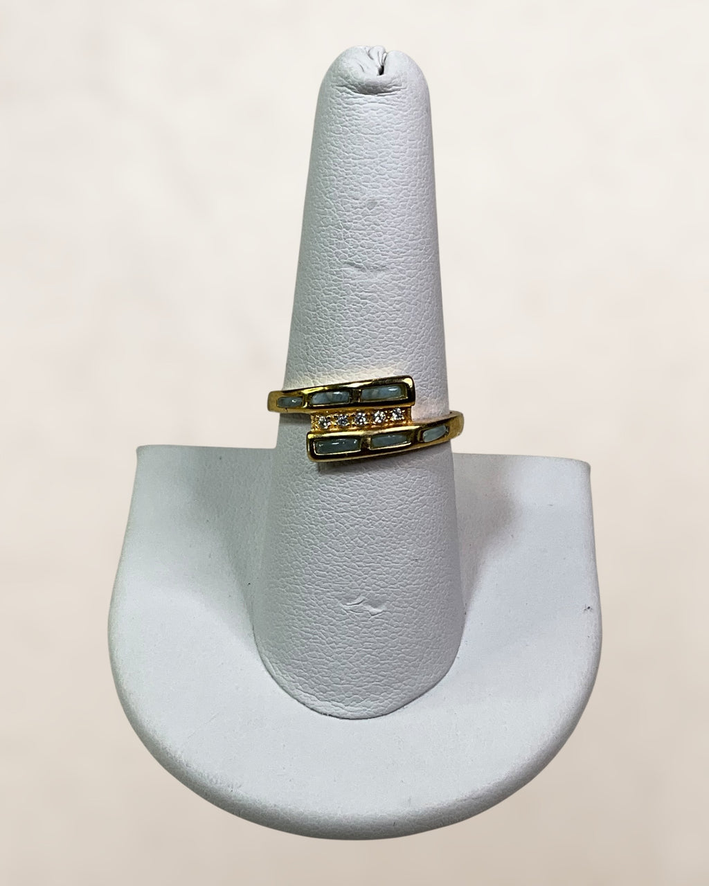 18k Gold over Sterling Silver Larimar Gemstone Ring