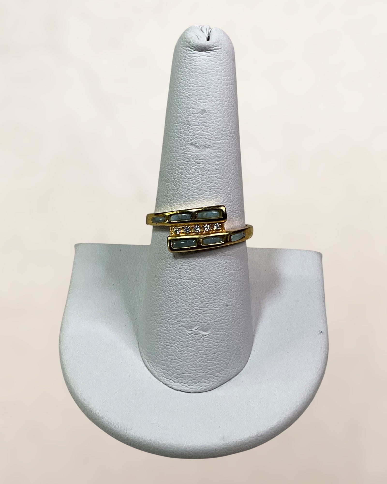 18k Gold over Sterling Silver Larimar Gemstone Ring