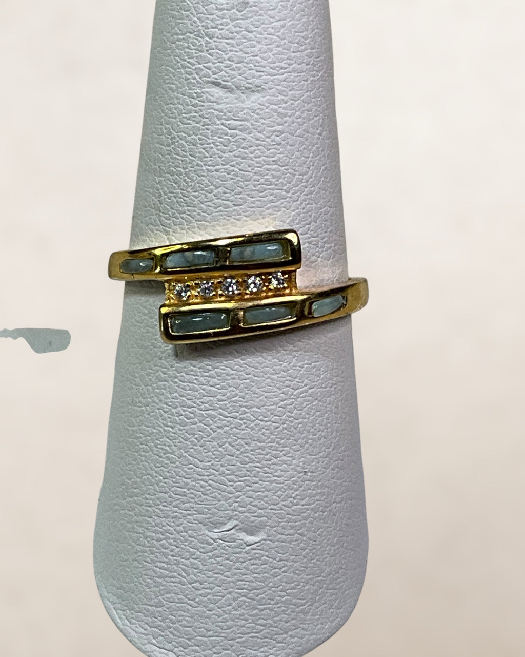 18k Gold over Sterling Silver Larimar Gemstone Ring