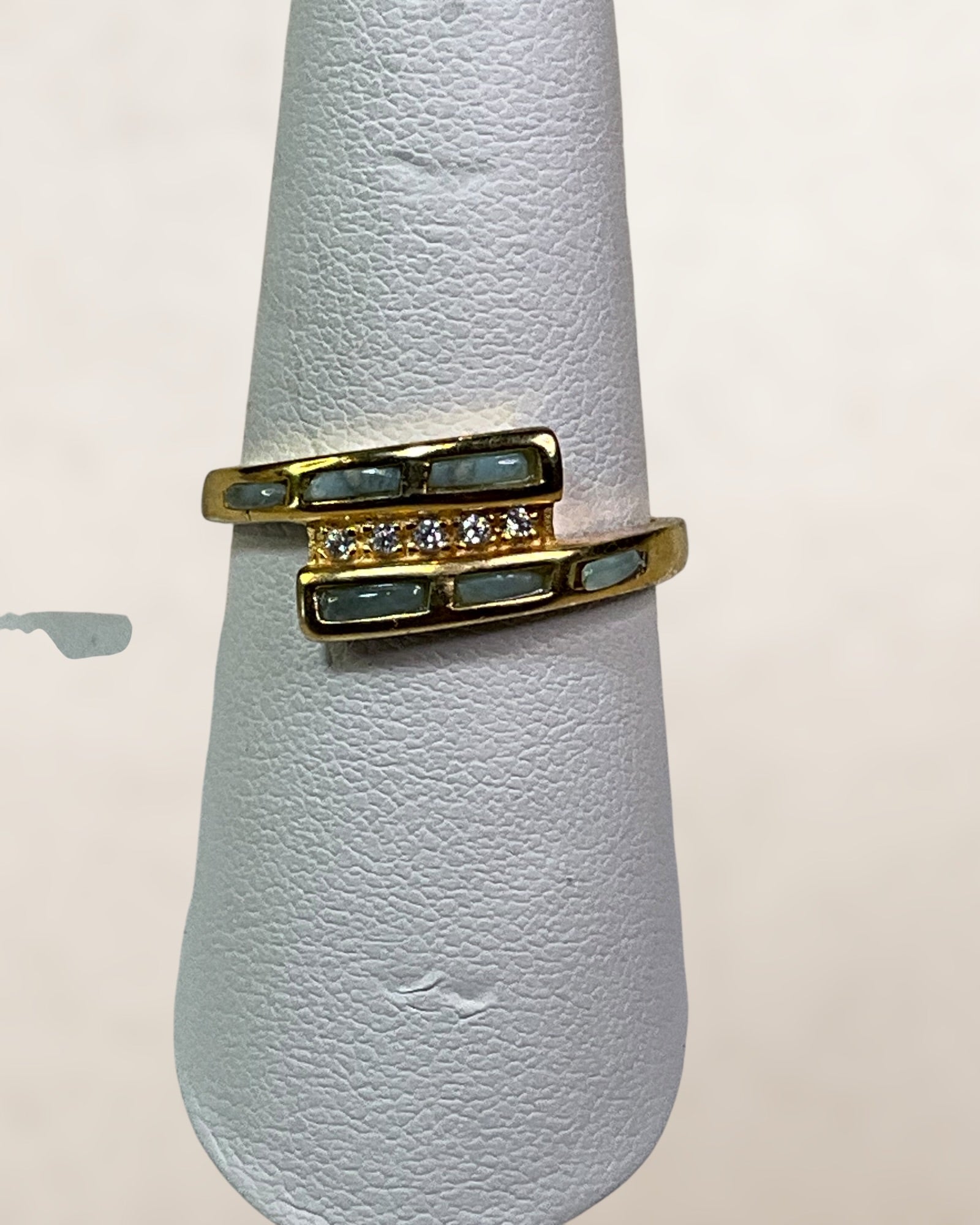 18k Gold over Sterling Silver Larimar Gemstone Ring