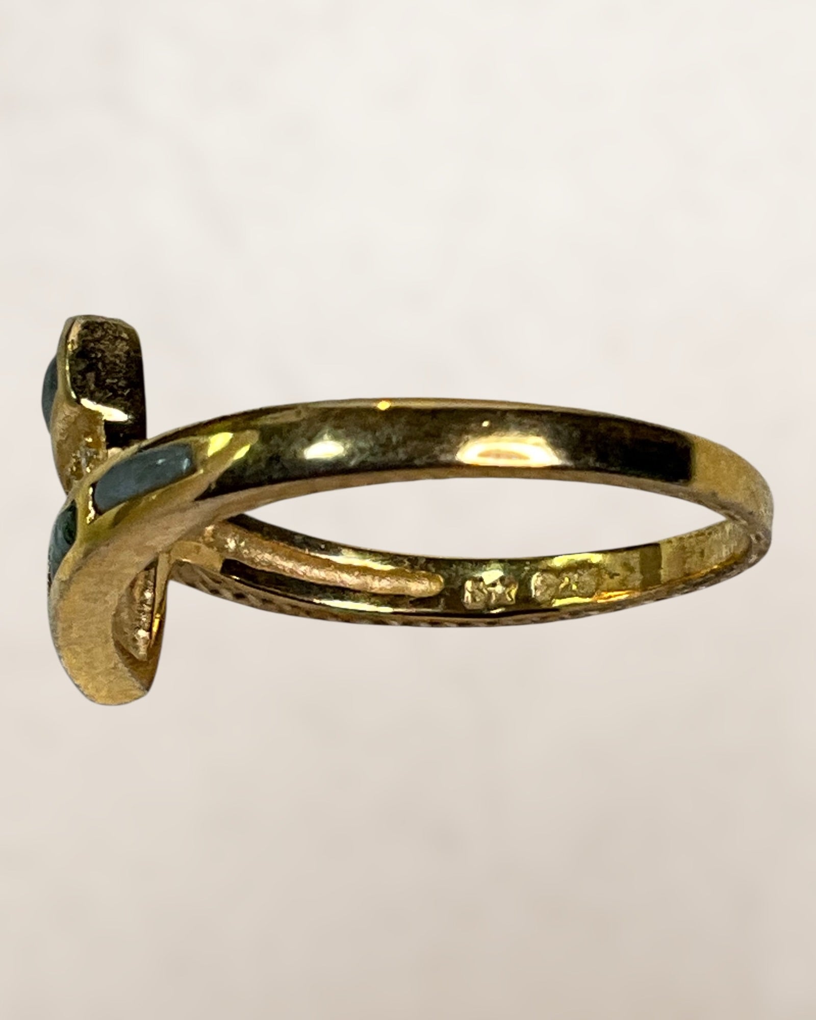 18k Gold over Sterling Silver Larimar Gemstone Ring