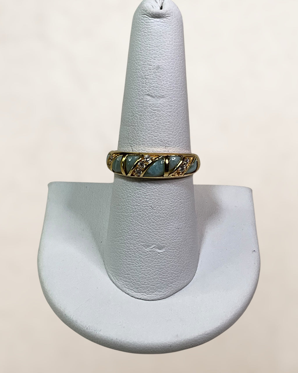 18k Gold over Sterling Silver Larimar Gemstone Ring