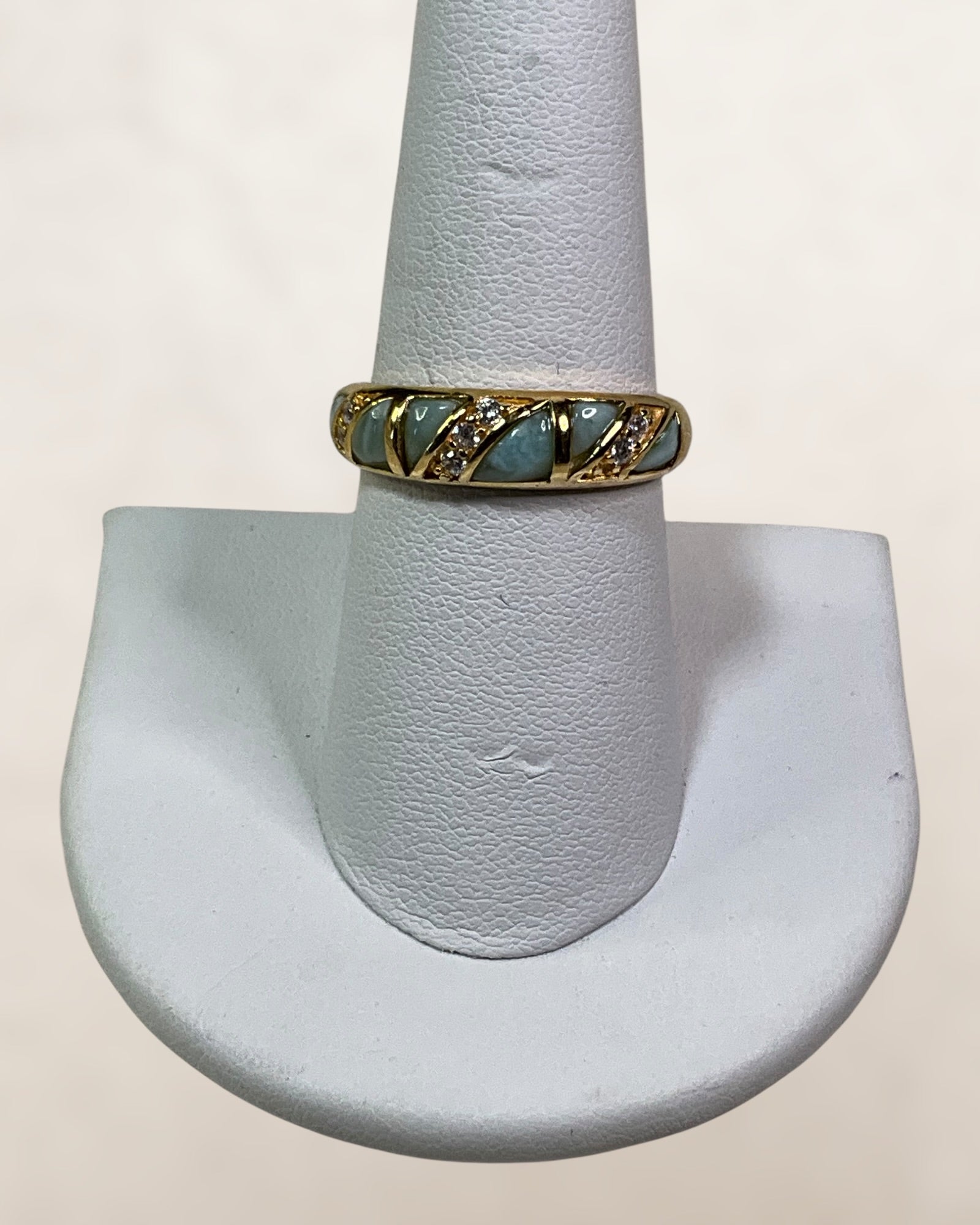 18k Gold over Sterling Silver Larimar Gemstone Ring