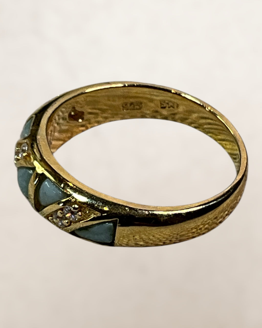 18k Gold over Sterling Silver Larimar Gemstone Ring