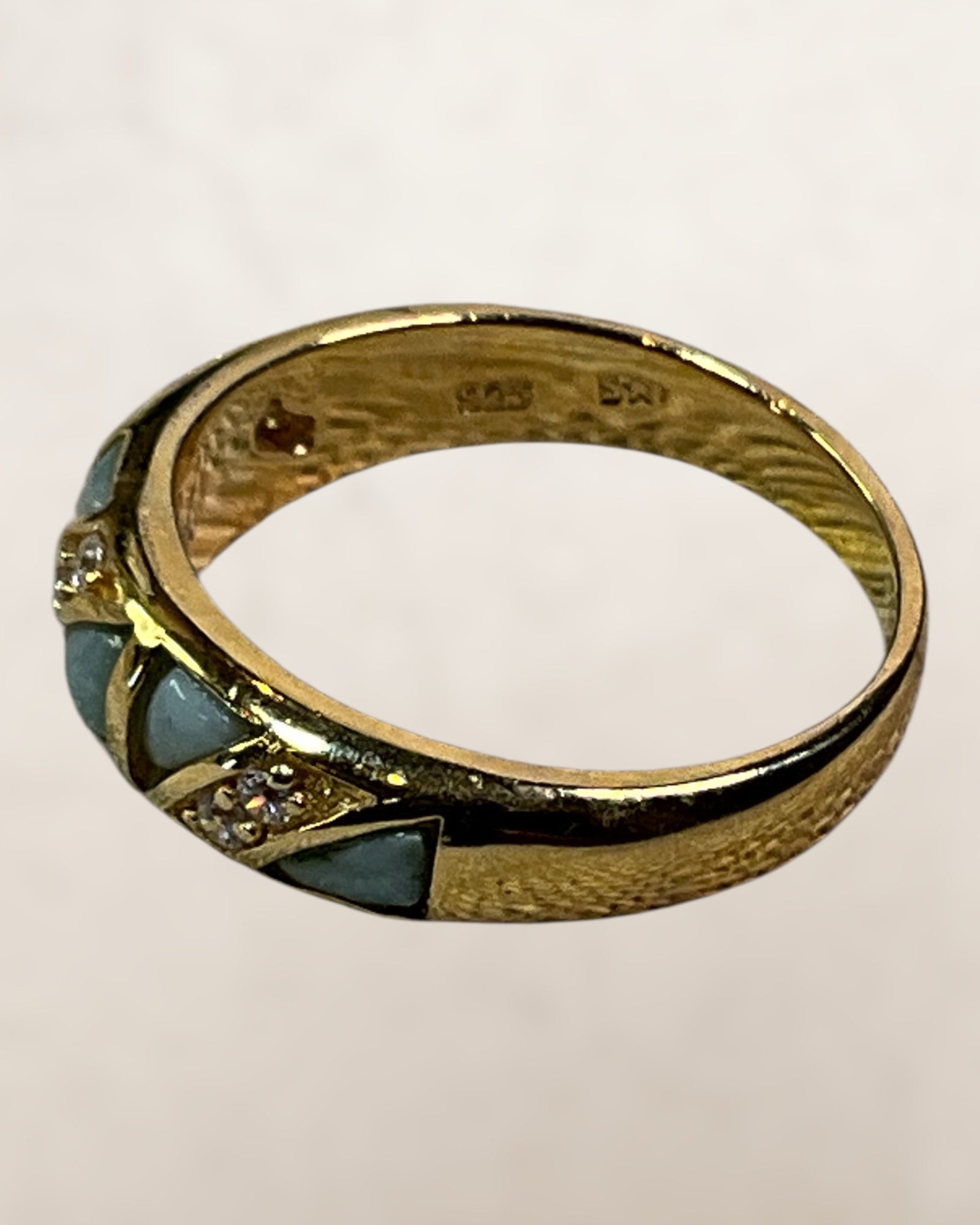 18k Gold over Sterling Silver Larimar Gemstone Ring