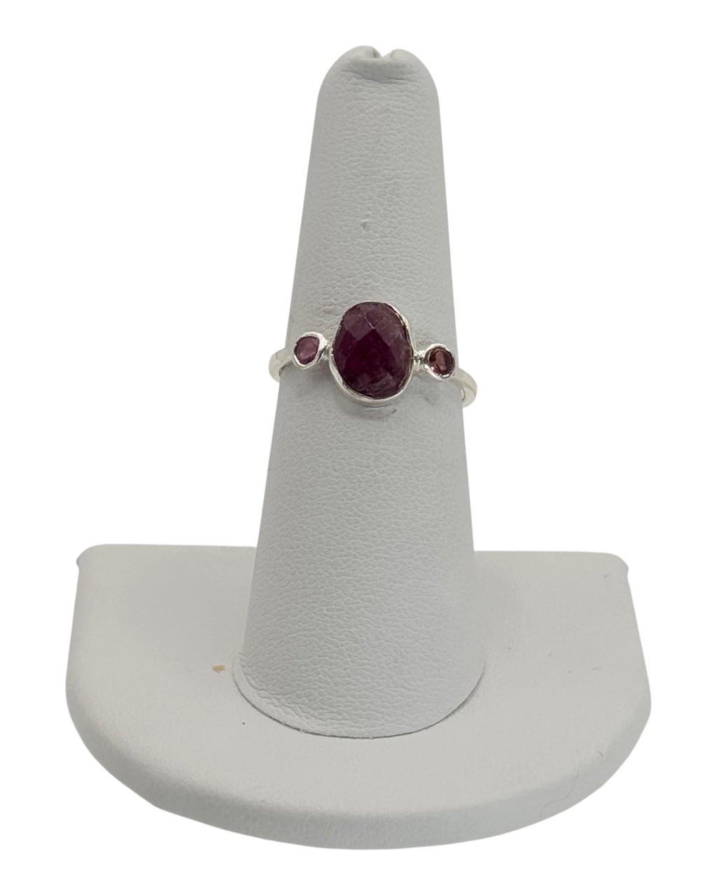 Sterling Silver Natural Ruby & Garnet Gemstone Ring