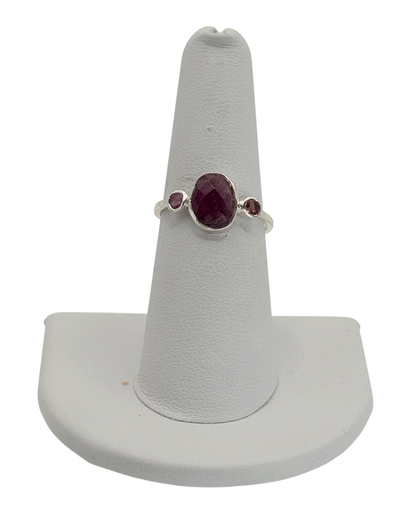 Sterling Silver Natural Ruby & Garnet Gemstone Ring