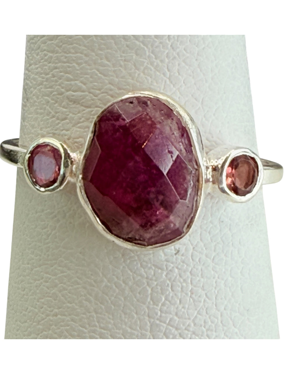 Sterling Silver Natural Ruby & Garnet Gemstone Ring