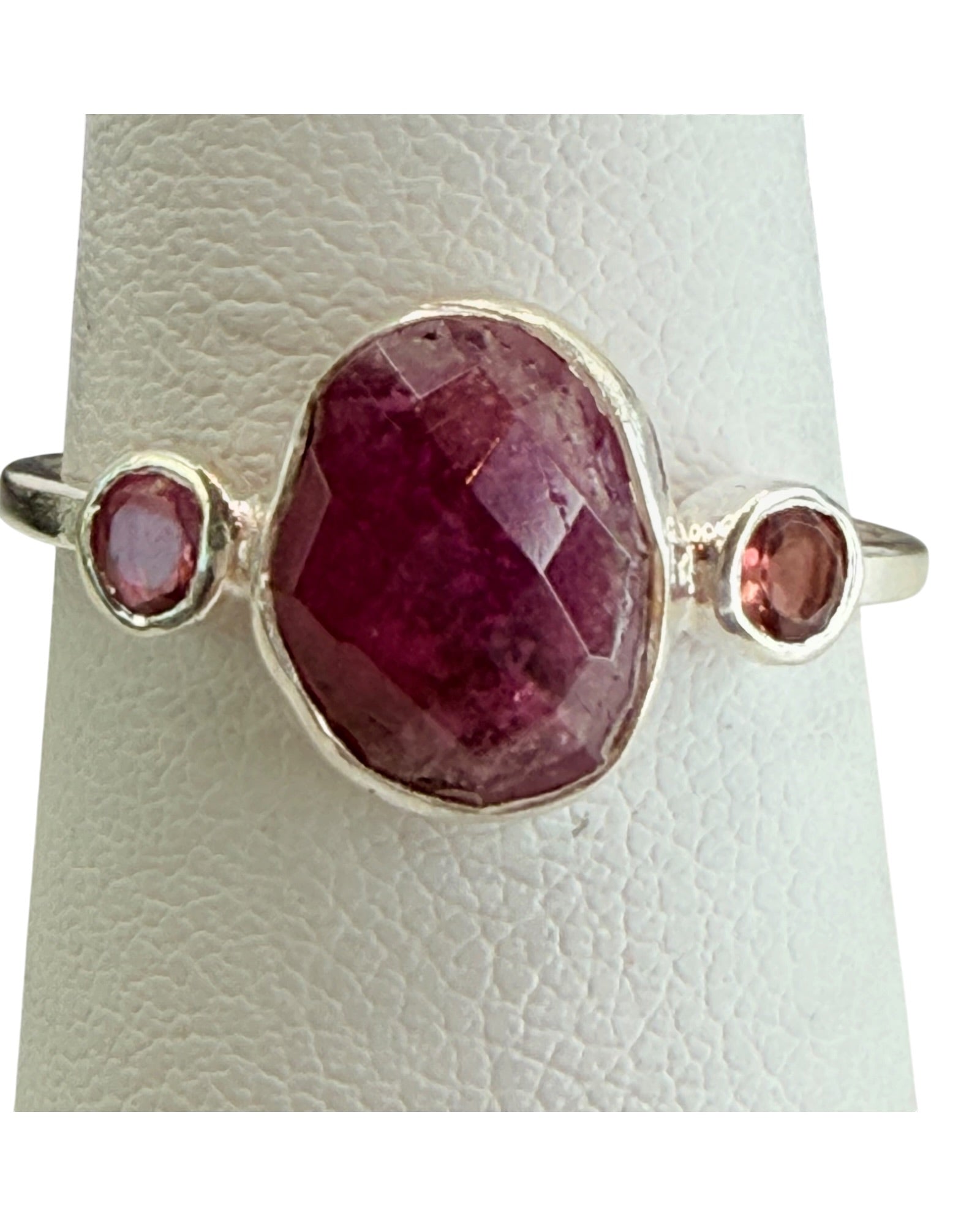 Sterling Silver Natural Ruby & Garnet Gemstone Ring
