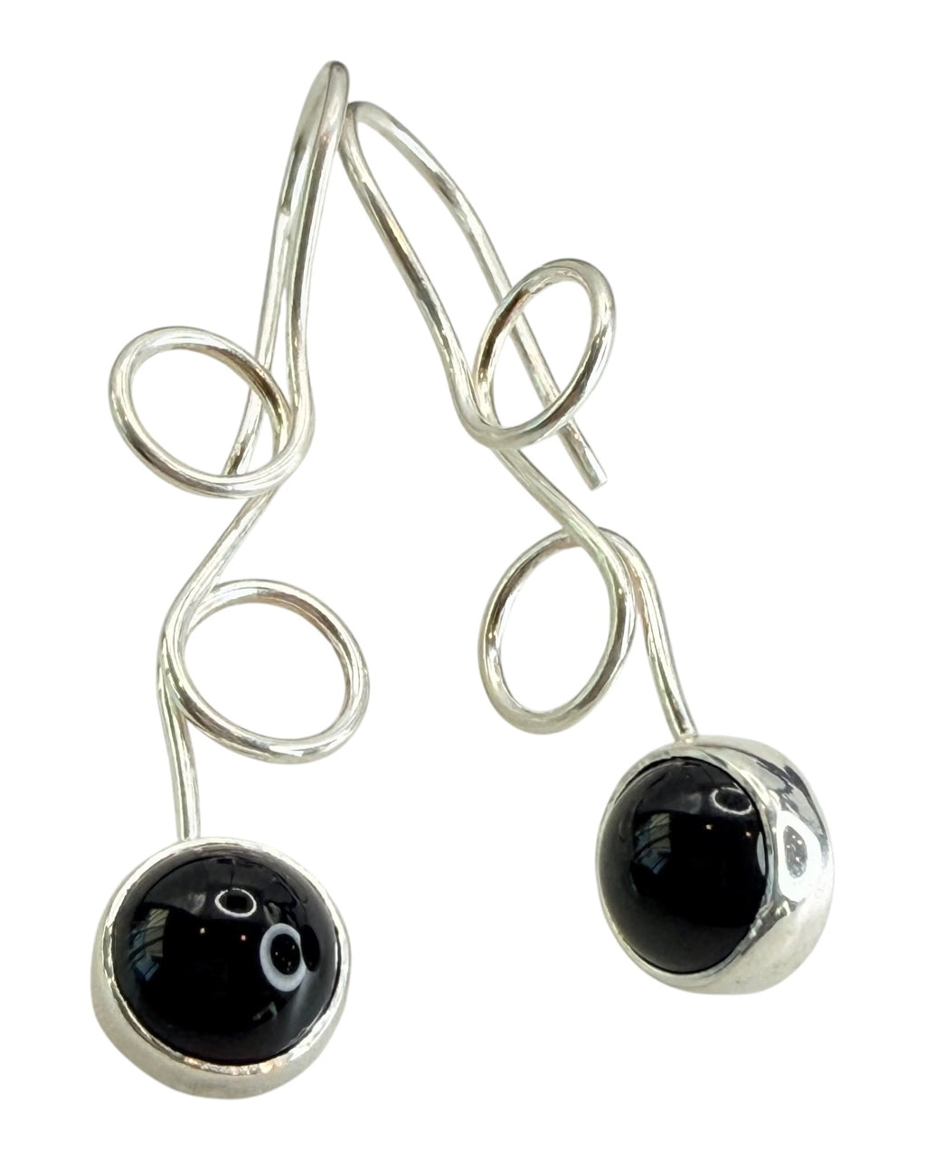 Sterling Silver Black Onyx Artisan Earrings