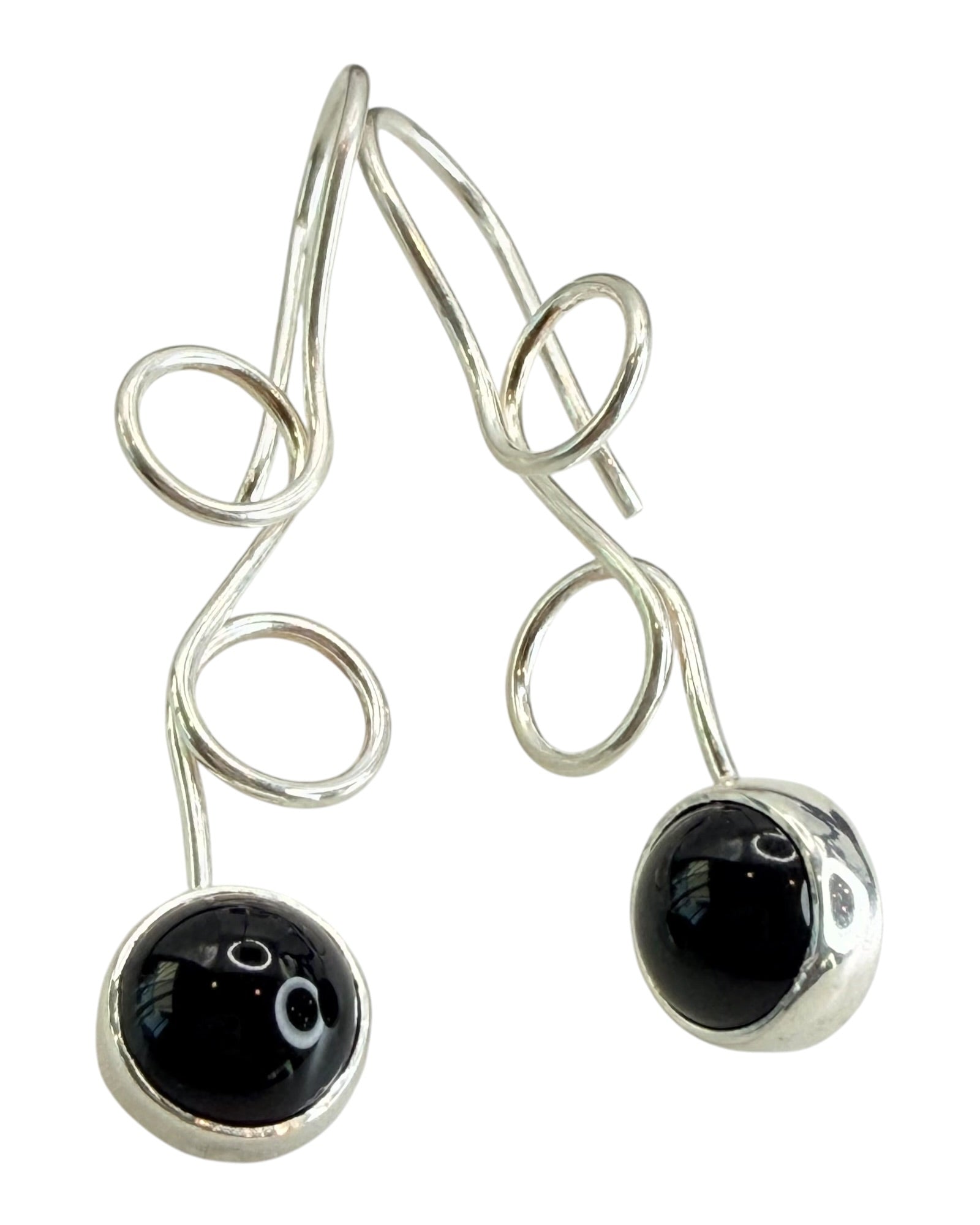 Sterling Silver Black Onyx Artisan Earrings