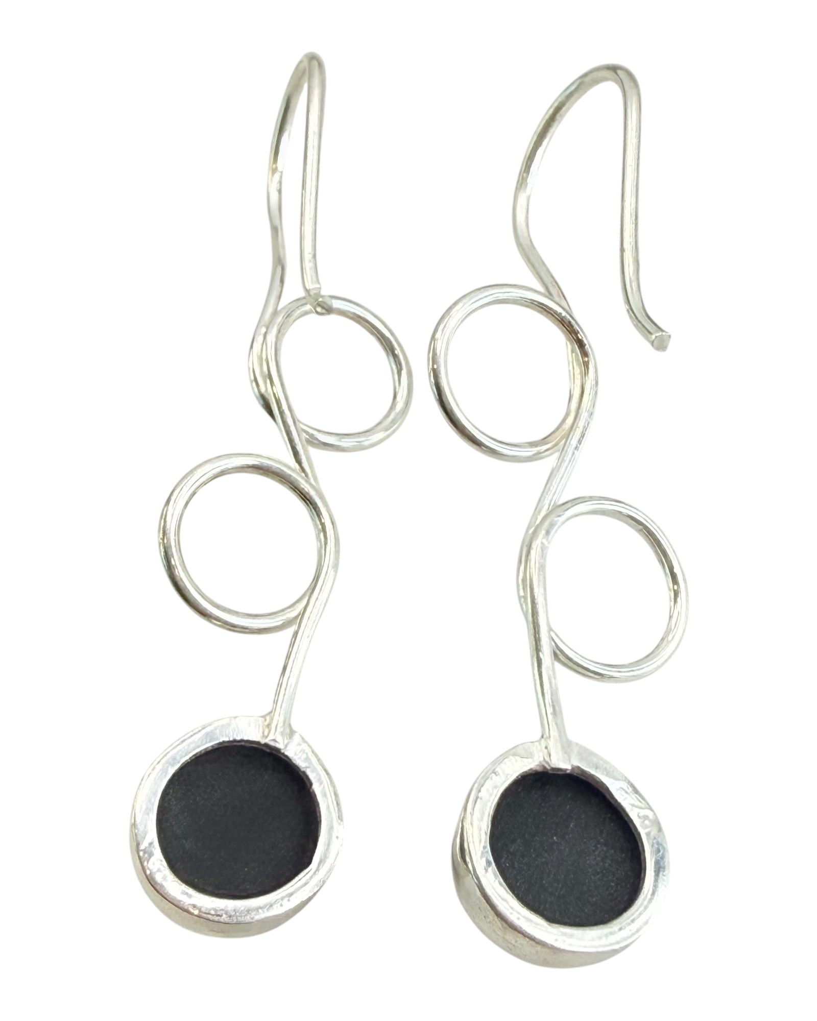 Sterling Silver Black Onyx Artisan Earrings
