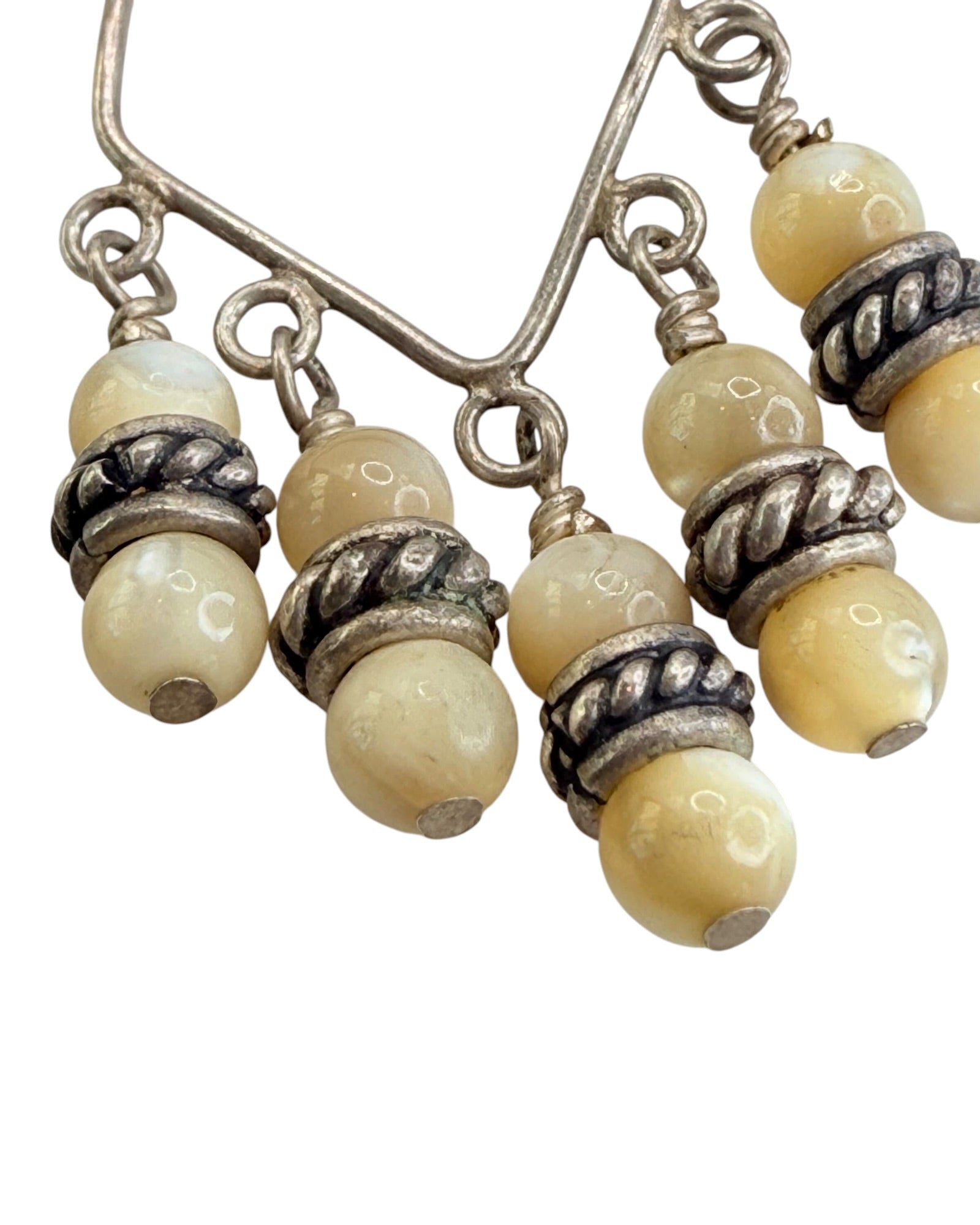 Vintage Sterling Silver Mother of Peal  Dangle Earrings - Estate Sale (Great Condition)