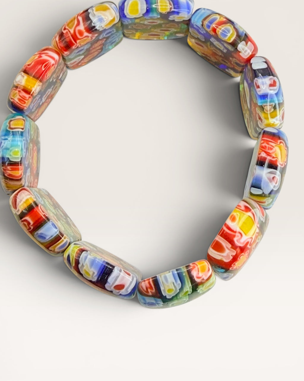 Milifiori Murano Beaded  Stretch Glass Bracelet