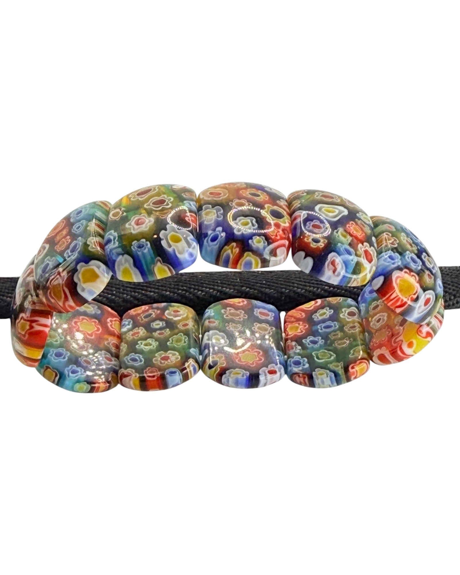 Milifiori Murano Beaded  Stretch Glass Bracelet