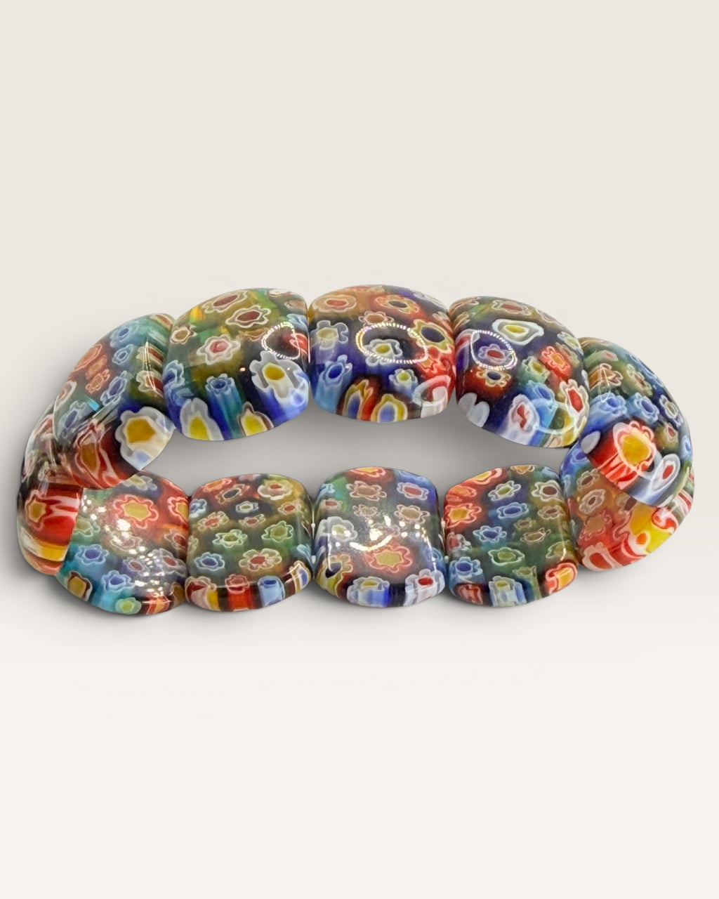 Milifiori Murano Beaded  Stretch Glass Bracelet
