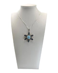 Sterling Silver Larimar & Larimar & Blue Topaz Pendant Necklace