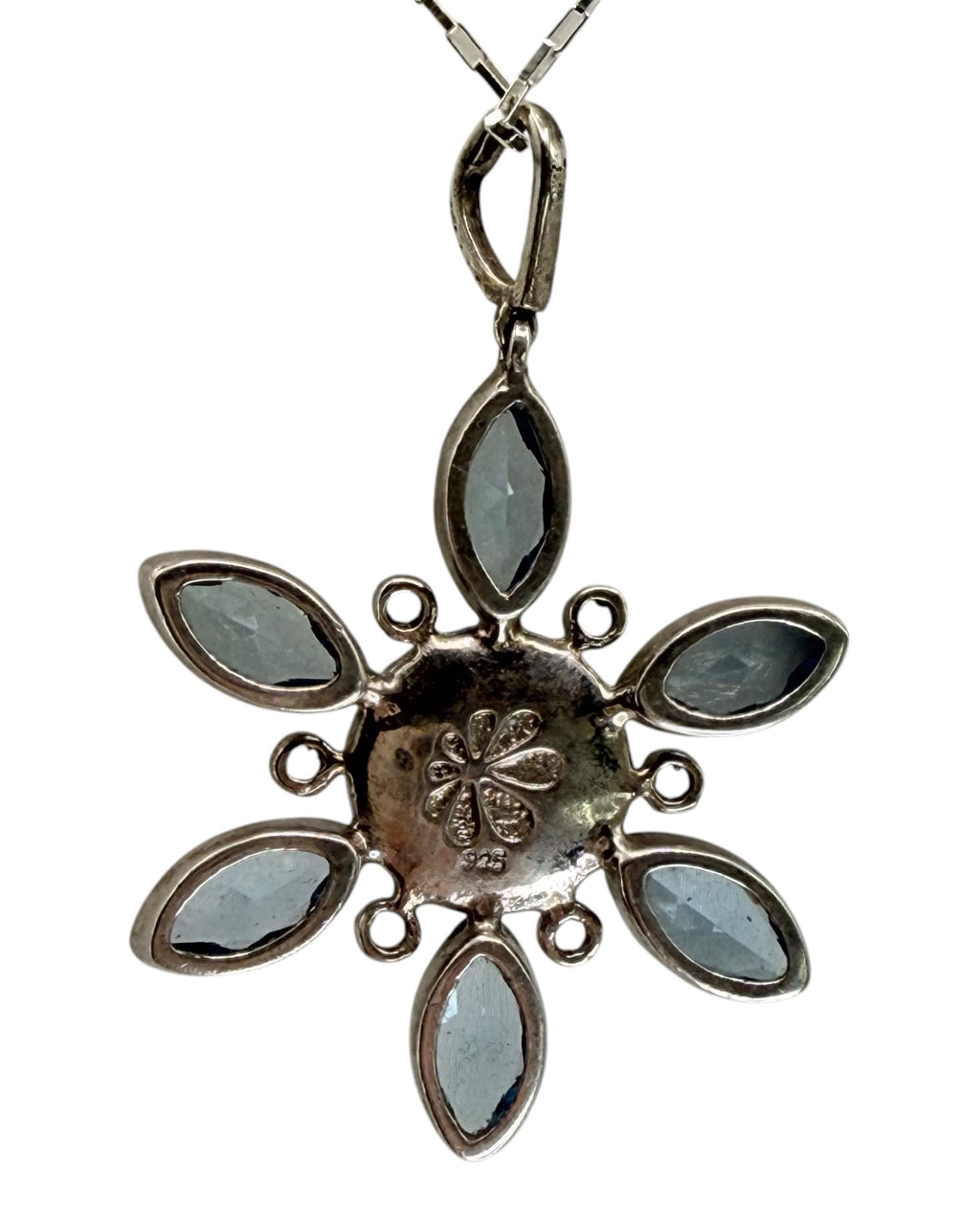 Sterling Silver Larimar & Larimar & Blue Topaz Pendant Necklace