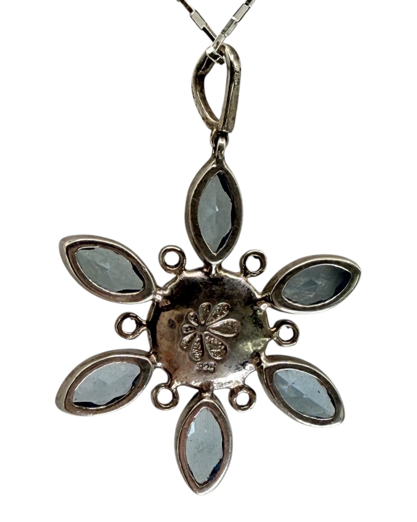 Sterling Silver Larimar & Larimar & Blue Topaz Pendant Necklace