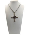 Sterling Silver 18.1 Grams Multi Gemstone Cross Pendant Necklace (Garnet, Citrine, & Blue Topaz) - Estate Sale (Great Condition)