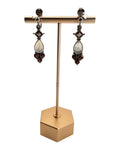 Nicky Butler Sterling Silver Smoky, Moonstone & Garnet Dangle Clip On Earrings - Estate Sale (Great Condition)
