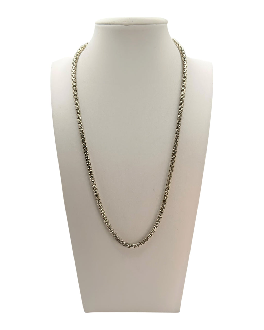 Sterling Silver 27 Grams Round Box 18” Chain - Estate Sale (Great Condition)