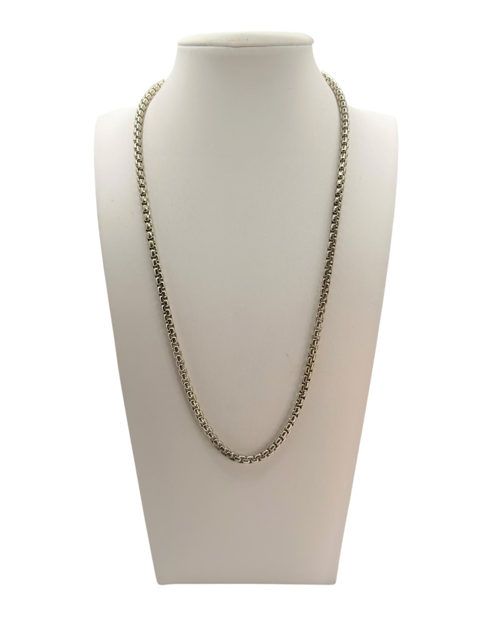 Sterling Silver 27 Grams Round Box 18” Chain - Estate Sale (Great Condition)