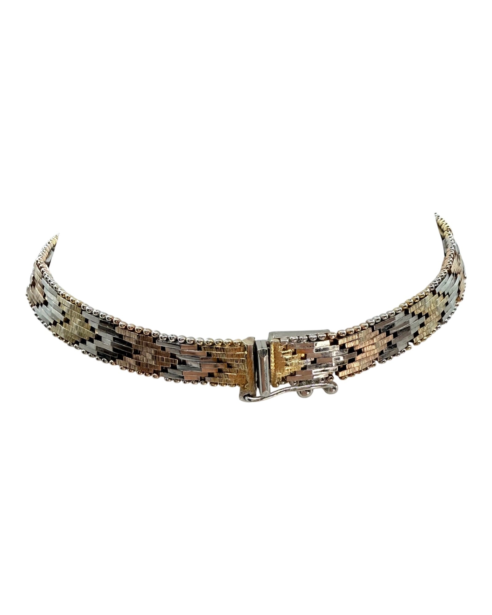 Italian Made Milor Riccio Sterling Silver Tri-Colored 8” Bracelet - Estate Sale (Great Condition)