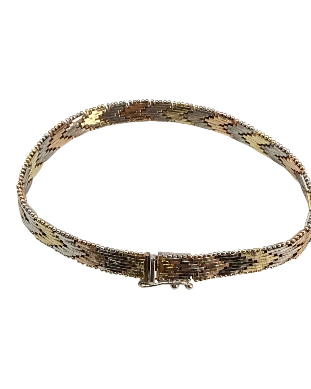 Italian Made Milor Riccio Sterling Silver Tri-Colored 8” Bracelet - Estate Sale (Great Condition)