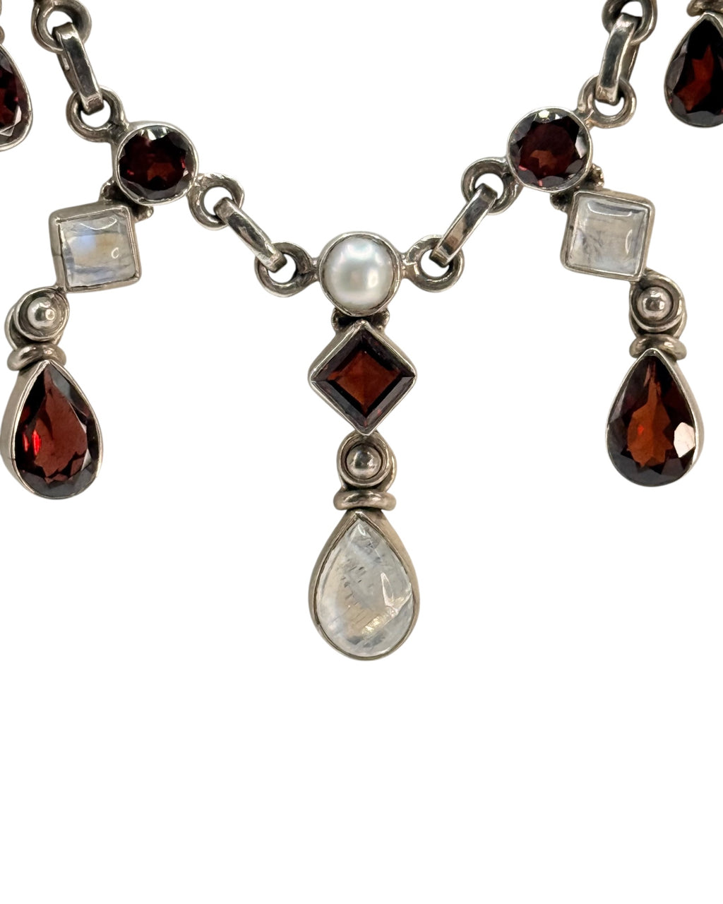 Nicky Butler Sterling Silver 16” Moonstone and Garnet Jewelry Set - Estate Sale (Great Condition)