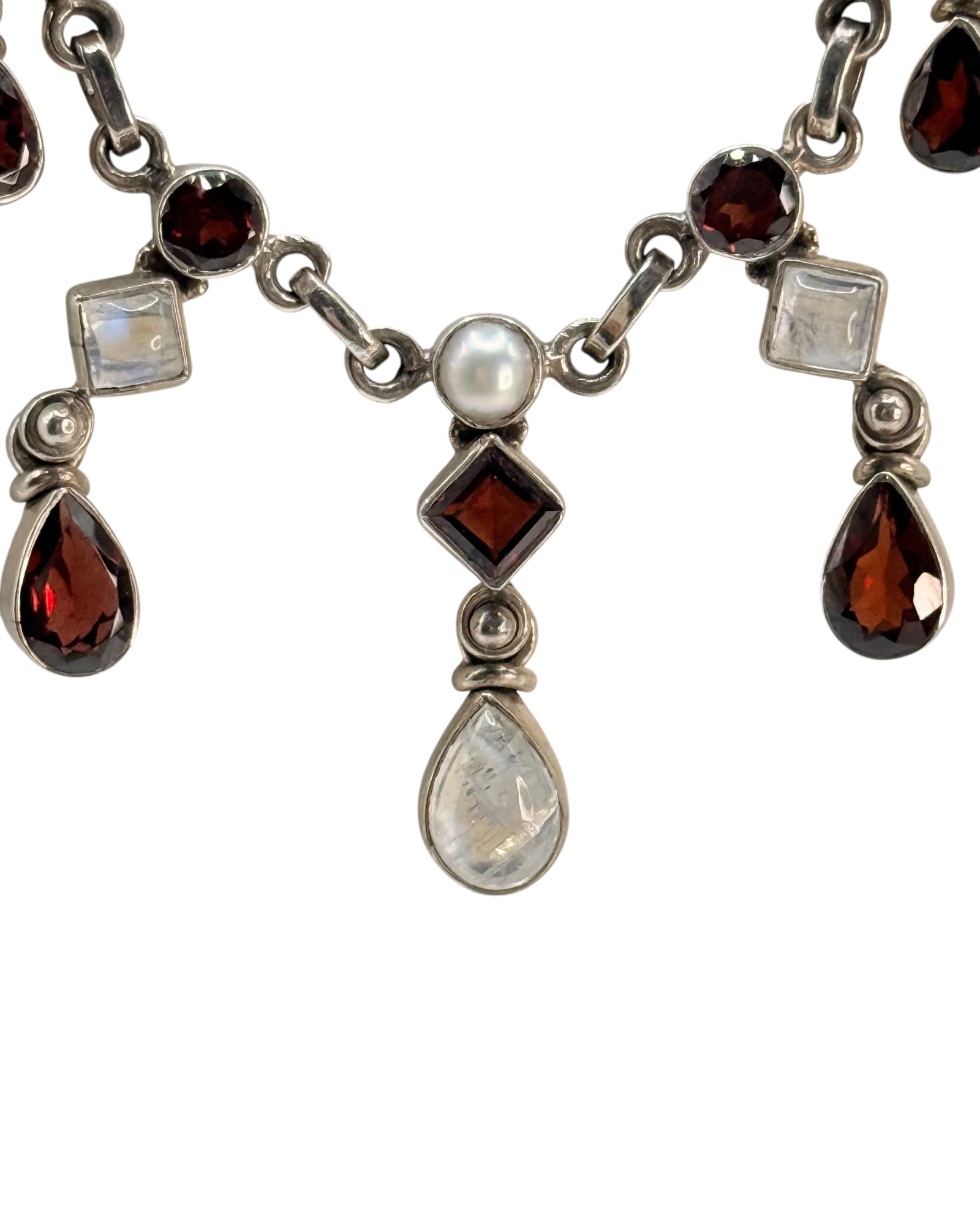 Nicky Butler Sterling Silver 16” Moonstone and Garnet Jewelry Set - Estate Sale (Great Condition)