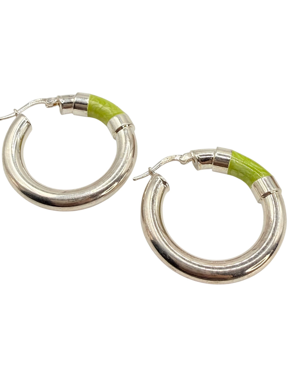 Milor 27 Grams Sterling Silver & Enamel 7” Bracelet & Hoop Earring Jewelry Set - Estate Sale (Great Condition)