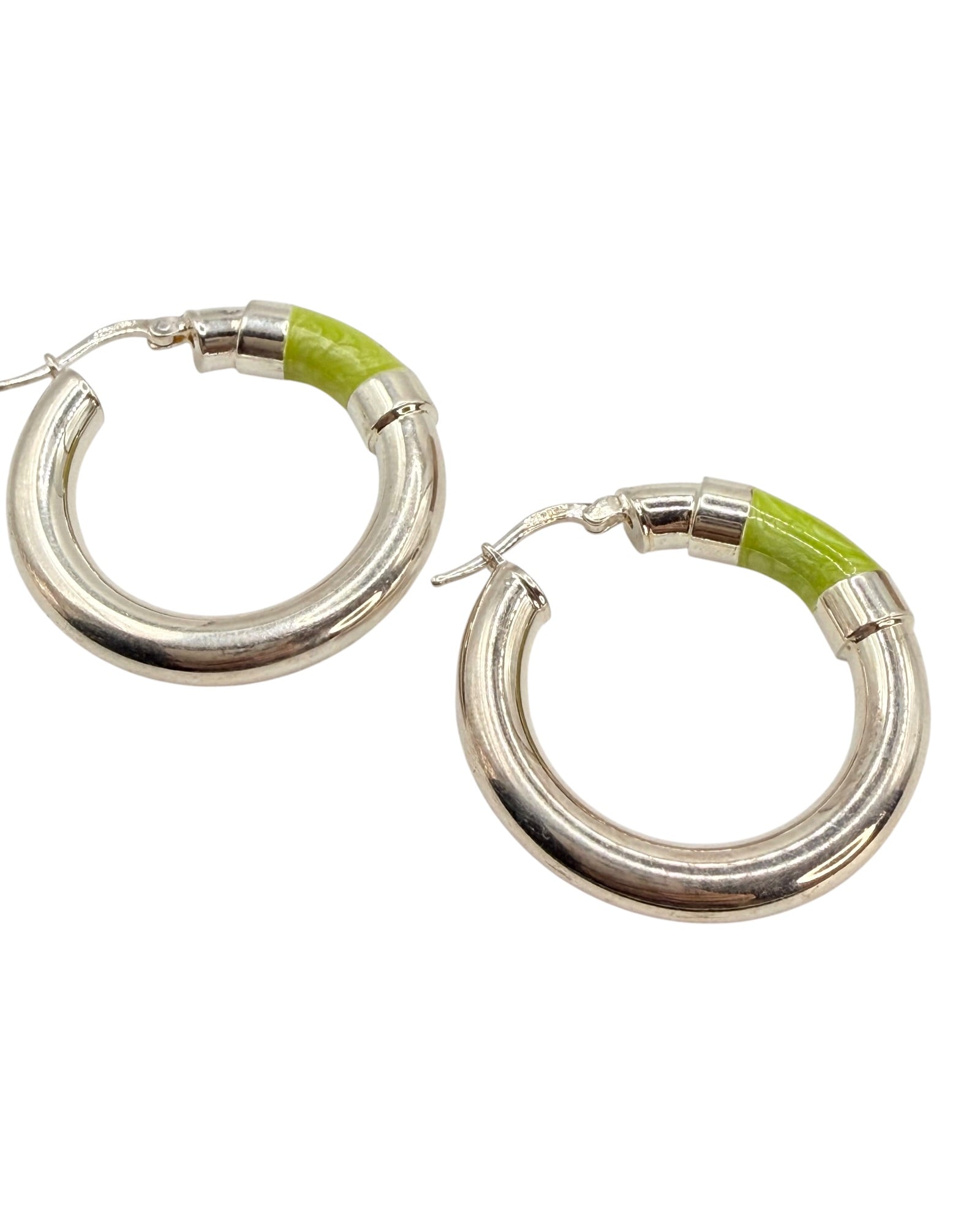 Milor 27 Grams Sterling Silver & Enamel 7” Bracelet & Hoop Earring Jewelry Set - Estate Sale (Great Condition)