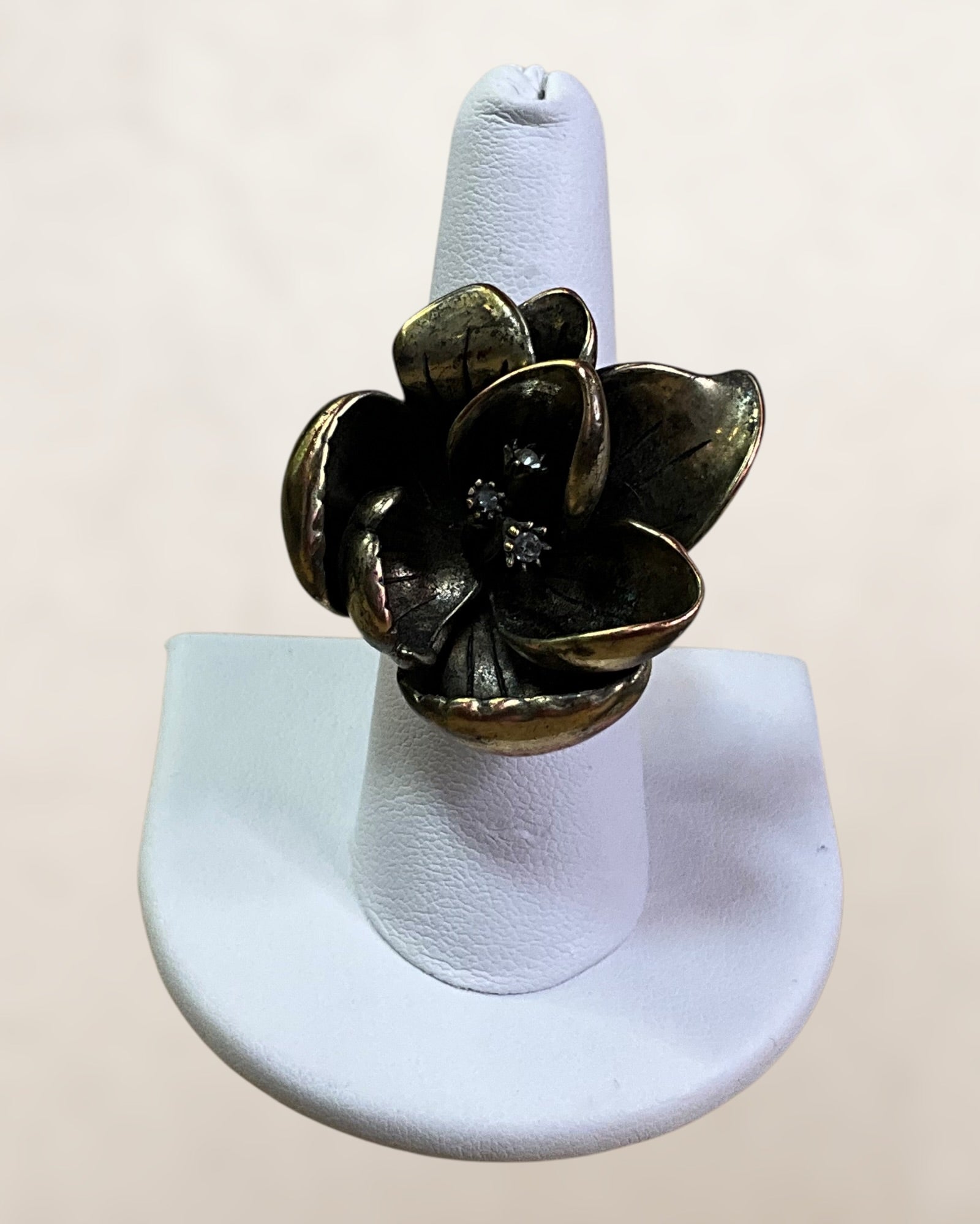 Vintage Fossil Brand Sculpted Flower Cocktail Ring - Estate Sale (Great Condition)
