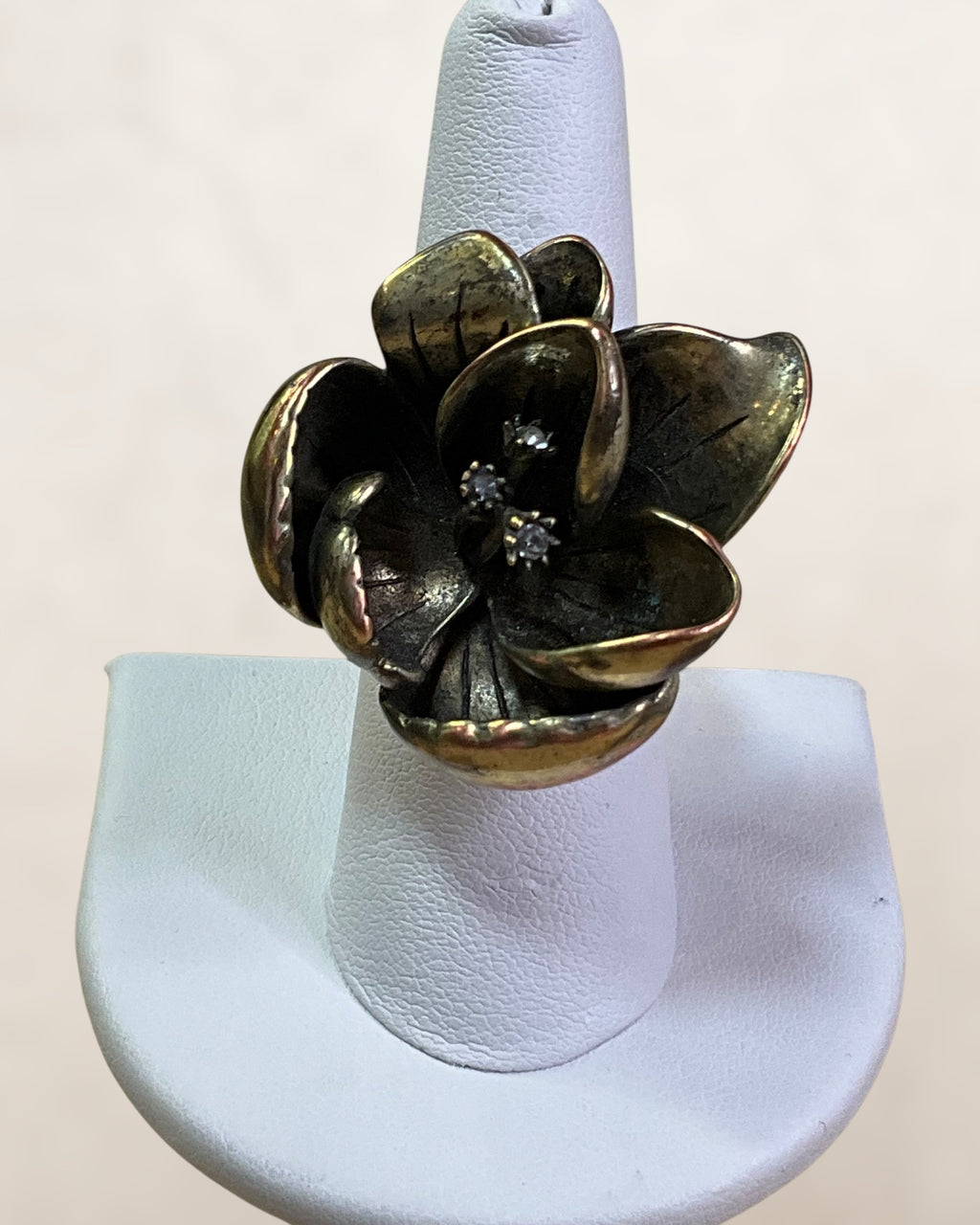 Vintage Fossil Brand Sculpted Flower Cocktail Ring - Estate Sale (Great Condition)