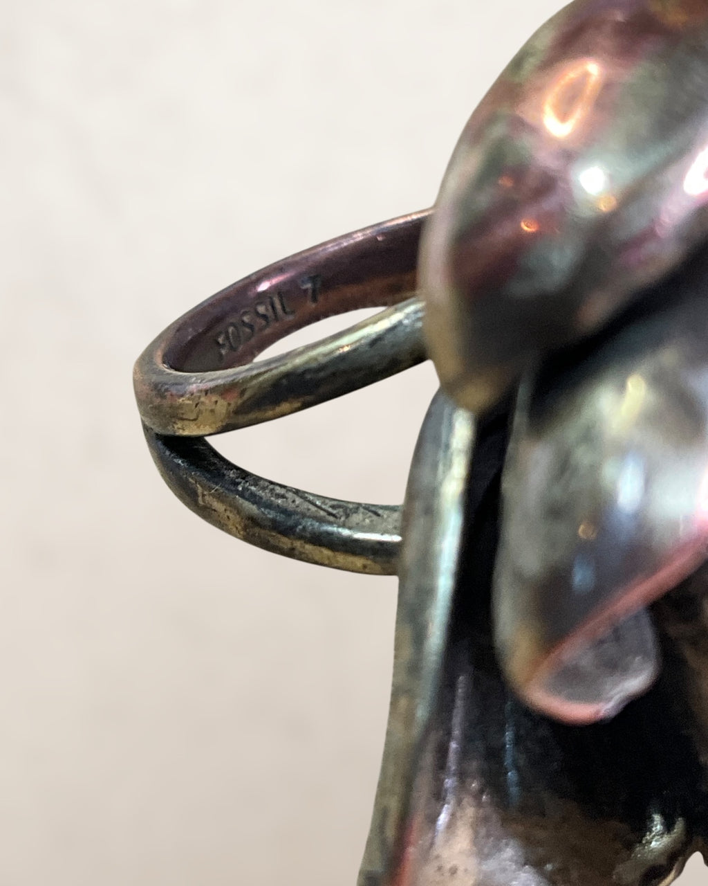 Vintage Fossil Brand Sculpted Flower Cocktail Ring - Estate Sale (Great Condition)