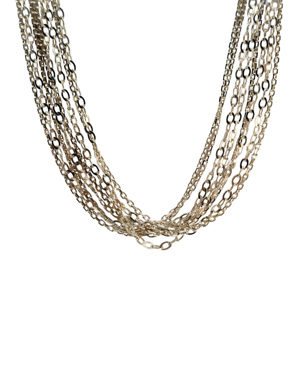 Sterling Silver Milor 27 Grams Italian Made Multi-Chain Necklace 18” - Estate Sale (Great Condition)